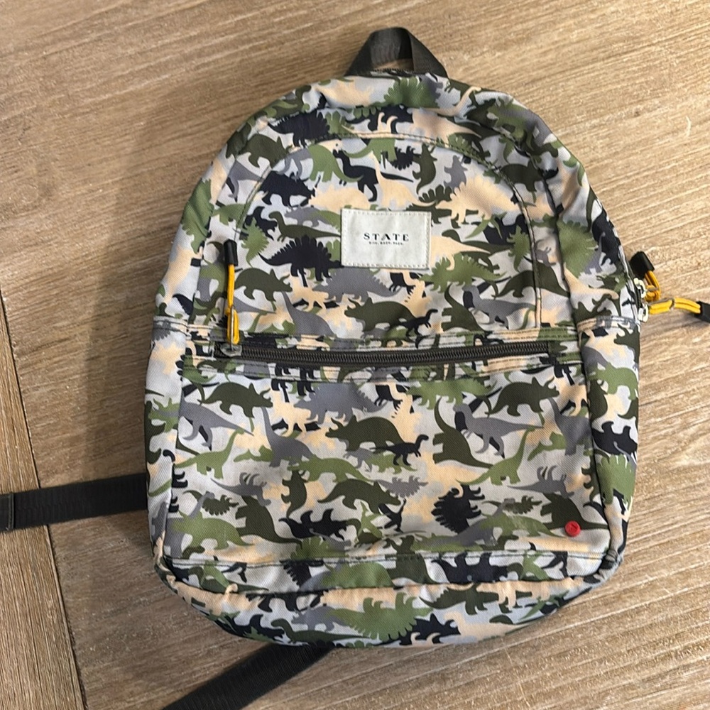 STATE Kids Dinosaur Print Backpack - Green, Black, Cream